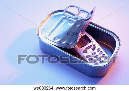 Miniature Mobile Phone in Tin Can View Large Photo Image Picture - Miniature Mobile Phone in Tin Can. Fotosearch