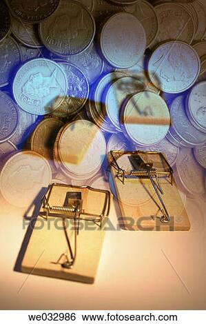 Mouse Trap and Coins View Large Photo Image Stock Photograph - Mouse Trap and Coins. Fotosearch