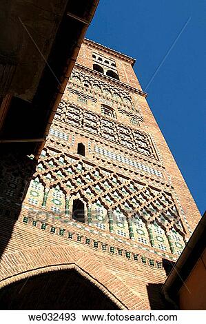 Mud? jar tower of San Salvador, Teruel. Arag? n, Spain View Large Photo Image Stock Image - Mud? jar tower of San Salvador, Teruel. Arag? n, Spain. Fotosearch