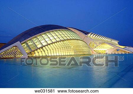 Stock Image - Museo de las ciencias Pr? ncipe Felipe and Hemisferic, City of Arts and Sciences. Valencia. Spain. Fotosearch