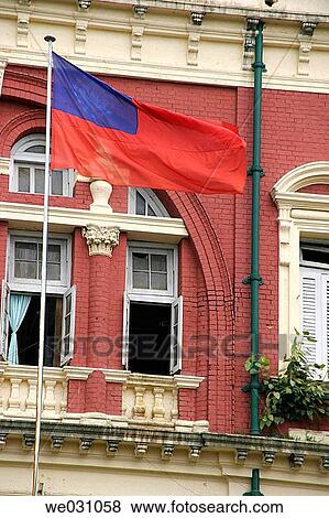 Myanmar flag at the justice court building. Yangon. Myanmar (Burma) View Large Photo Image Stock Photo - Myanmar flag at the justice court building. Yangon. Myanmar (Burma). Fotosearch