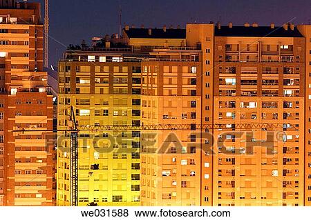 Night view on buildings, Valencia. Comunidad Valenciana, Spain View Large Photo Image Stock Photo - Night view on buildings, Valencia. Comunidad Valenciana, Spain. Fotosearch