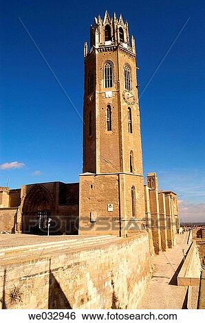 Stock Photograph - Old cathedral (13th-14th century), Lleida. Segri?, Catalonia. Spain. Fotosearch