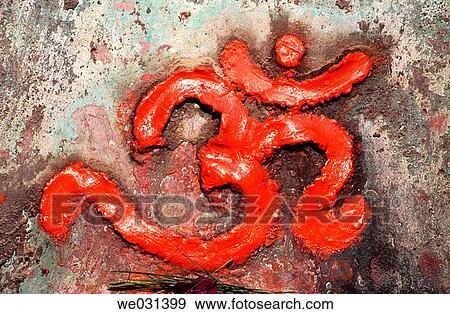 Om, scarlett colour, on wall of Jhansi Fort. Jhansi. India. View Large Photo Image Stock Photo - Om, scarlett colour, on wall of Jhansi Fort. Jhansi. India.. Fotosearch