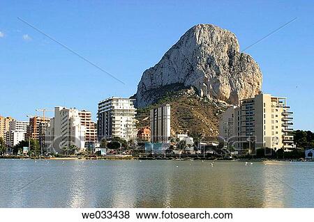 Pe±? n de Ifach (Ifach Rock) and salt flats. Calpe, Costa Blanca. Alicante province, Comunidad Valenciana, Spain View Large Photo Image Stock Photo - Pe±? n de Ifach (Ifach Rock) and salt flats. Calpe, Costa Blanca. Alicante province, Comunidad Valenciana, Spain. Fotosearch