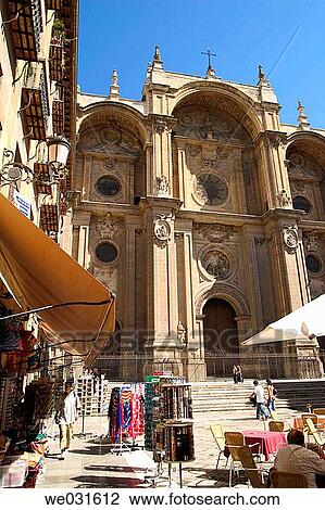 Plaza de las Pasiegas: souvenirs shop, outdoor caf? and cathedral in background, Granada. Andalusia, Spain View Large Photo Image Stock Image - Plaza de las Pasiegas: souvenirs shop, outdoor caf? and cathedral in background, Granada. Andalusia, Spain. Fotosearch
