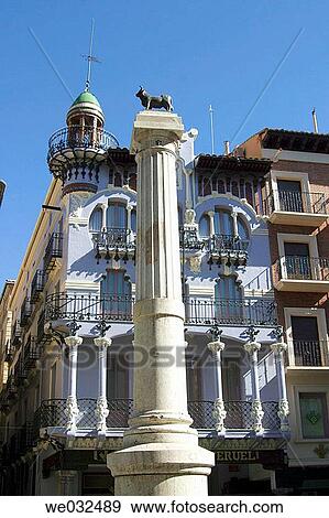 Stock Photo - Plaza del Torico, Teruel. Arag? n, Spain. Fotosearch