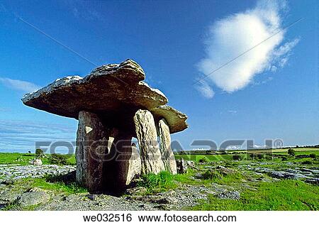 Stock Photograph - Poulnabrone dolmen, The Burren. County Clare, Ireland. Fotosearch