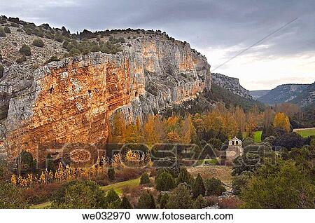 Stock Image - Ruins of Casuar monastery, Riaza river canyon. Castile-Leon. Spain. Fotosearch