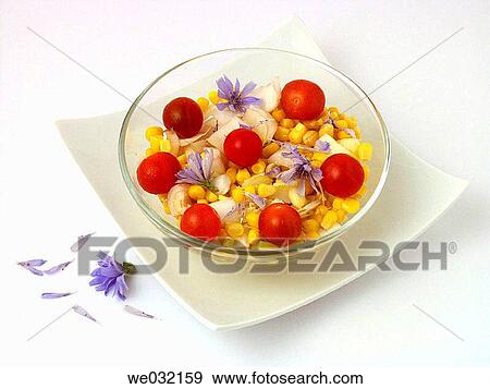 Salad with chicory flowers View Large Photo Image Stock Photo - Salad with chicory flowers. Fotosearch