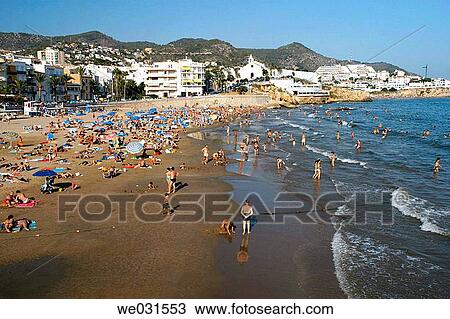 Sant Sebasti? beach, Sitges. Barcelona province, Catalonia, Spain View Large Photo Image Stock Image - Sant Sebasti? beach, Sitges. Barcelona province, Catalonia, Spain. Fotosearch