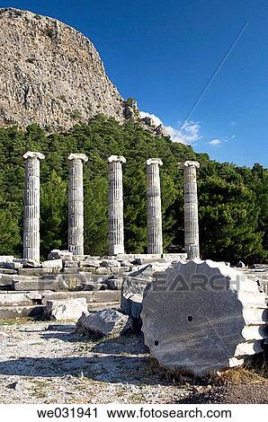 Several columns of the Temple of Athena beneath Mt Mykale are still standing among the ruins of Priene, Turkey. View Large Photo Image Stock Image - Several columns of the Temple of Athena beneath Mt Mykale are still standing among the ruins of Priene, Turkey.. Fotosearch