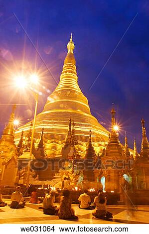 Shwedagon Pagoda at night. Yangon. Myanmar (Burma) View Large Photo Image Picture - Shwedagon Pagoda at night. Yangon. Myanmar (Burma). Fotosearch