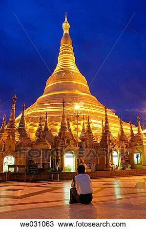 Shwedagon Pagoda at night. Yangon. Myanmar (Burma) View Large Photo Image Stock Image - Shwedagon Pagoda at night. Yangon. Myanmar (Burma). Fotosearch