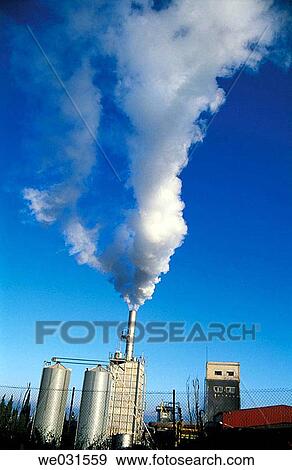 Stock Photo - Smokestacks. Baix Pened? s, Barcelona province, Catalonia, Spain. Fotosearch