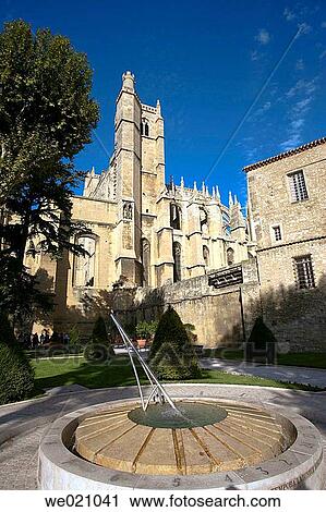 Stock Image - St. Just and St. Pasteur cathedral, Narbonne. Aude, Languedoc-Roussillon. France. Fotosearch