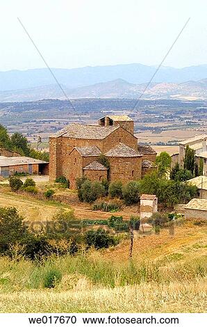Stock Image - St. Mary's Romanesque church (12th century), Covet. Pallars Juss?, Lleida province. Catalonia, Spain. Fotosearch