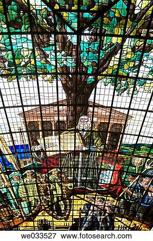 Stained glass window room depicting the Tree of Gernika as meeting point of the Biscay municipalities, Meeting house, Gernika. Biscay, Euskadi, Spain View Large Photo Image Stock Photo - Stained glass window room depicting the Tree of Gernika as meeting point of the Biscay municipalities, Meeting house, Gernika. Biscay, Euskadi, Spain. Fotosearch