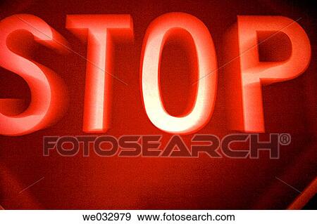 Stop sign at night View Large Photo Image Stock Photo - Stop sign at night. Fotosearch