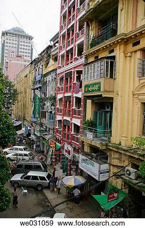 Sule Paya Lan. Yangon. Myanmar (Burma) View Large Photo Image Stock Photo - Sule Paya Lan. Yangon. Myanmar (Burma). Fotosearch