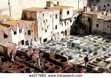 Tanner's souk. Fes el Bali, Fes. Morocco View Large Photo Image Stock Image - Tanner's souk. Fes el Bali, Fes. Morocco. Fotosearch