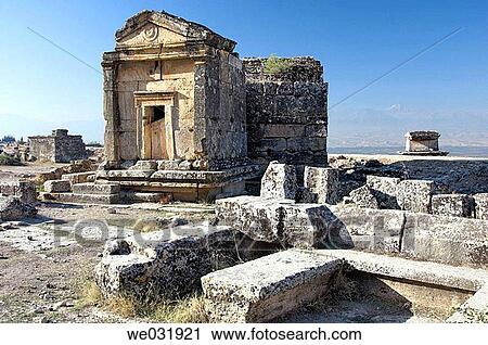 The Necropolis in the ruins of Hierapolis, Turkey. View Large Photo Image Stock Image - The Necropolis in the ruins of Hierapolis, Turkey.. Fotosearch
