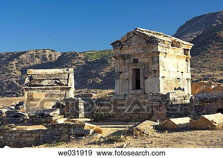 The Necropolis in the ruins of Hierapolis, Turkey. View Large Photo Image Stock Photo - The Necropolis in the ruins of Hierapolis, Turkey.. Fotosearch