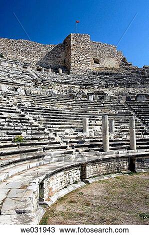 Stock Image - The well preserved theater at Miletus, Turkey.. Fotosearch