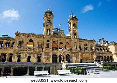 Town Hall, San Sebastißn. Guip·zcoa, Euskadi, Spain View Large Photo Image Stock Image - Town Hall, San Sebastißn. Guip·zcoa, Euskadi, Spain. Fotosearch