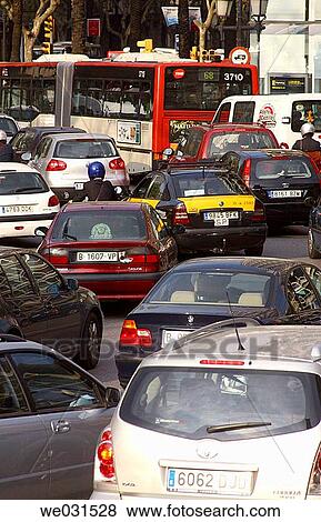 Stock Photo - Traffic, Barcelona. Catalonia, Spain. Fotosearch
