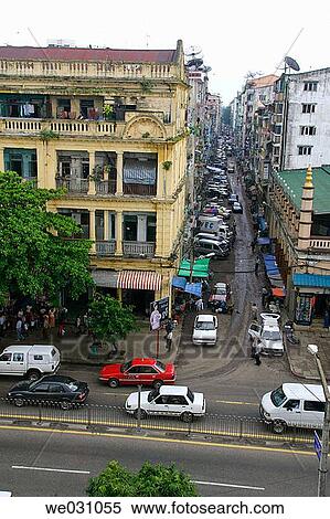 Yangon streets. Myanmar (Burma) View Large Photo Image Stock Photography - Yangon streets. Myanmar (Burma). Fotosearch