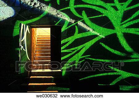 Stock Image - A part of the Beaune ramparts, closed to the public until now, have just beenrefurbished by the BEAUNE City - C? te d? Or - FranceA light and sound showmakes the stones come alivejust as night falls. Lighting designer: Jean-Fran? ois Arnaud. Fotosearch