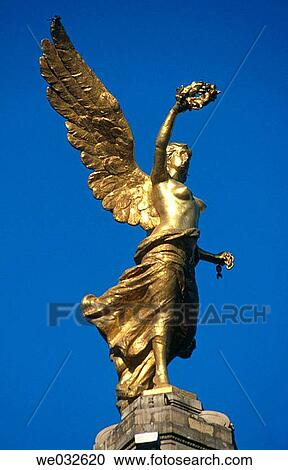 Stock Image - Angel statue, Independence Monument in Avenida de la Reforma, Mexico City. Mexico D. F., Mexico. Fotosearch