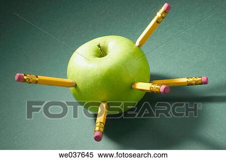 Apple and pencils View Large Photo Image Stock Photography - Apple and pencils. Fotosearch