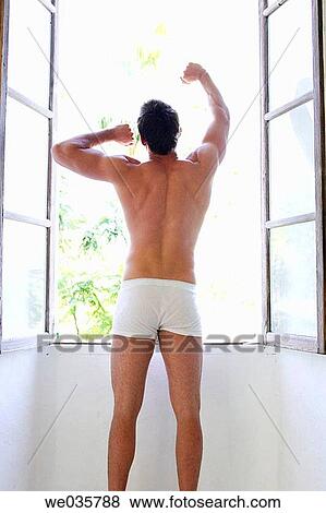 at-home, bedroom, back view, Arms raised View Large Photo Image Stock Photo - at-home, bedroom, back view, Arms raised. Fotosearch