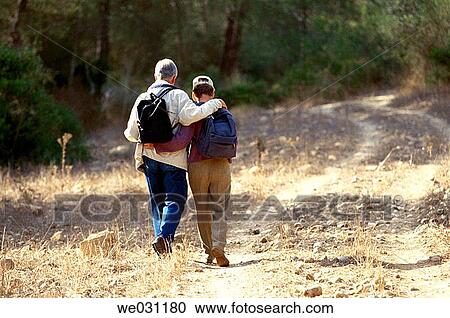Stock Image - back view, backpack, calm. Fotosearch