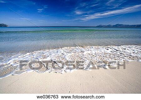 Bah? a de Alc·dia. Muro beach. Cabo Ferrutx at the back. Mediterranean sea. Balearic Islands. Spain. View Large Photo Image Stock Image - Bah? a de Alc·dia. Muro beach. Cabo Ferrutx at the back. Mediterranean sea. Balearic Islands. Spain.. Fotosearch