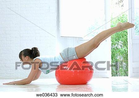 balance, brunette, barefoot, ball, 30's View Large Photo Image Stock Image - balance, brunette, barefoot, ball, 30's. Fotosearch