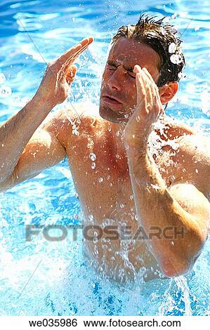 bathe, blue, black hair, bathing, action View Large Photo Image Stock Photograph - bathe, blue, black hair, bathing, action. Fotosearch