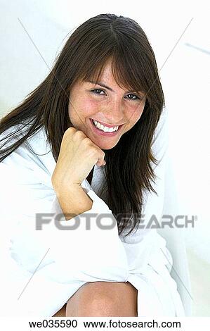 bathrobe, brunette, contemporary View Large Photo Image Stock Image - bathrobe, brunette, contemporary. Fotosearch