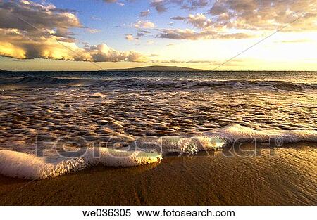 Beach sunset. Maui, Hawaii, USA View Large Photo Image Stock Photography - Beach sunset. Maui, Hawaii, USA. Fotosearch
