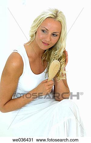 beauty, Beauty Care, blond, brush, Brushing hair View Large Photo Image Stock Image - beauty, Beauty Care, blond, brush, Brushing hair. Fotosearch