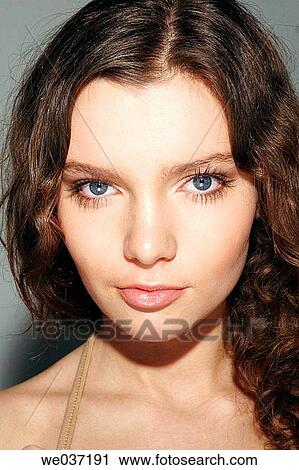 beauty, blue eyes, brown hair, chestnut hair View Large Photo Image Stock Image - beauty, blue eyes, brown hair, chestnut hair. Fotosearch
