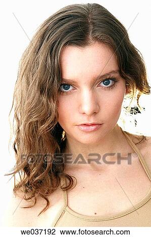 beauty, blue eyes, brown hair, chestnut hair View Large Photo Image Stock Image - beauty, blue eyes, brown hair, chestnut hair. Fotosearch