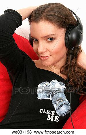 beauty, contemporary, earphone View Large Photo Image Stock Photo - beauty, contemporary, earphone. Fotosearch
