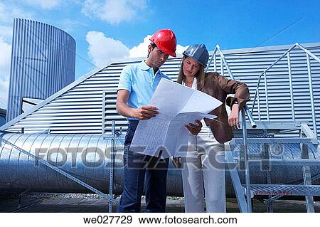Stock Photo - blueprint, colleague, architect. Fotosearch