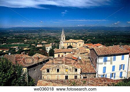 Stock Photo - Bonnieux and view on Calavon valley. Vaucluse, France. Fotosearch