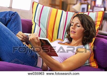book, calm, brunette, at-home View Large Photo Image Stock Image - book, calm, brunette, at-home. Fotosearch