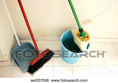 Broom, dustpan, mop and bucket. View Large Photo Image Stock Photograph - Broom, dustpan, mop and bucket.. Fotosearch