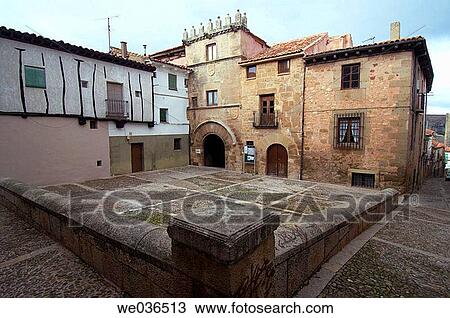 Stock Image - Casa del Doncel and Universidad de Alcalß. Sig? enza. Guadalajara. Castilla-La Mancha. Spain.. Fotosearch